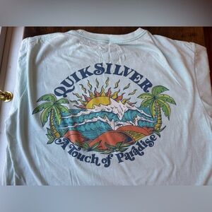 Quiksilver Paradise SS Graphic Tee Aqua 100% Cotton Soft Size Med Reg